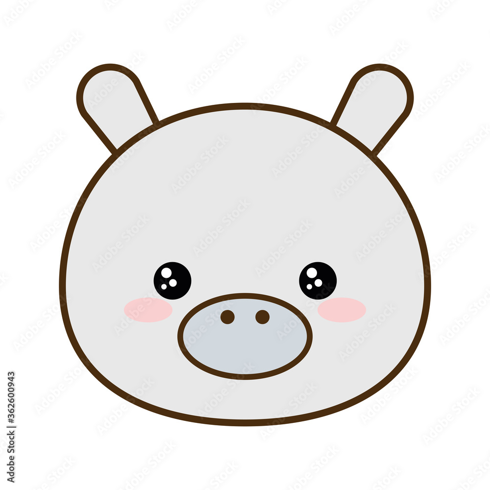 Cute hippo cartoon line and fill style icon design, Kawaii animal zoo life nature and character theme Vector illustration Cute hippo cartoon line and fill style icon design, Kawaii animal zoo life nature and character theme Vector illustration