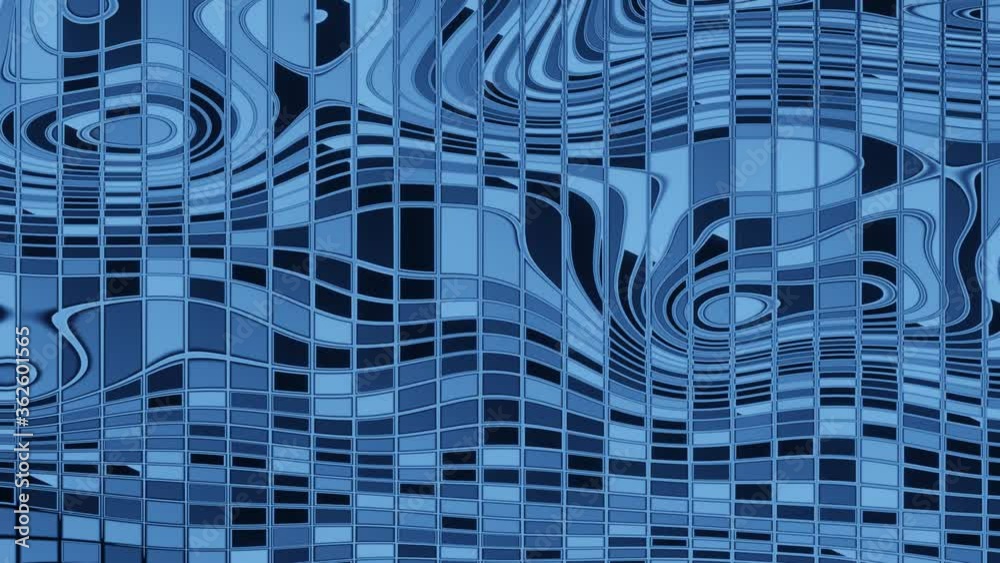 Blue mosaic composed of shards in different shades of blue color. The blue color changes on individual fragments to creating impression of movement. Fragments are arranged in vertical columns. FullHD