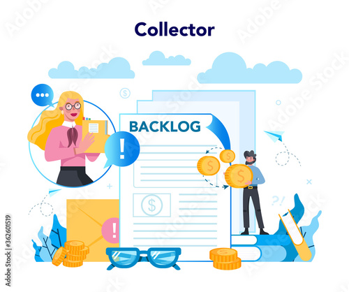Debt collector concept. Pursuing payment of debt owed by person