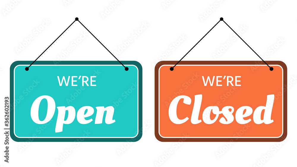 Lettering we're open and closed for a door sign 