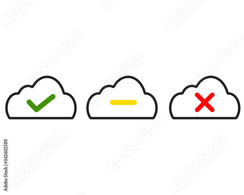 Cloud sync  status check icon. Backup and restore data cloud storage sign for mobile concept and web design, cloud upload and download status