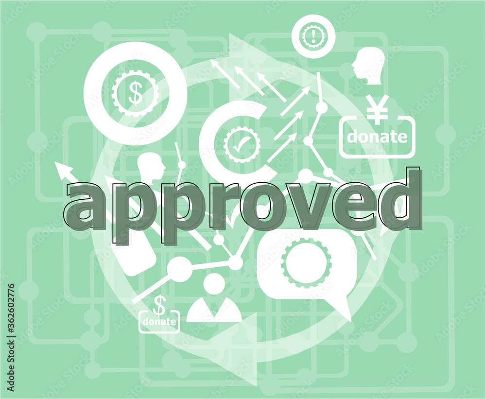 Text Approved. Advertising concept . Infographic template. Flat design web graphics elements. Text Approved. Advertising concept . Infographic template. Flat design web graphics elements.