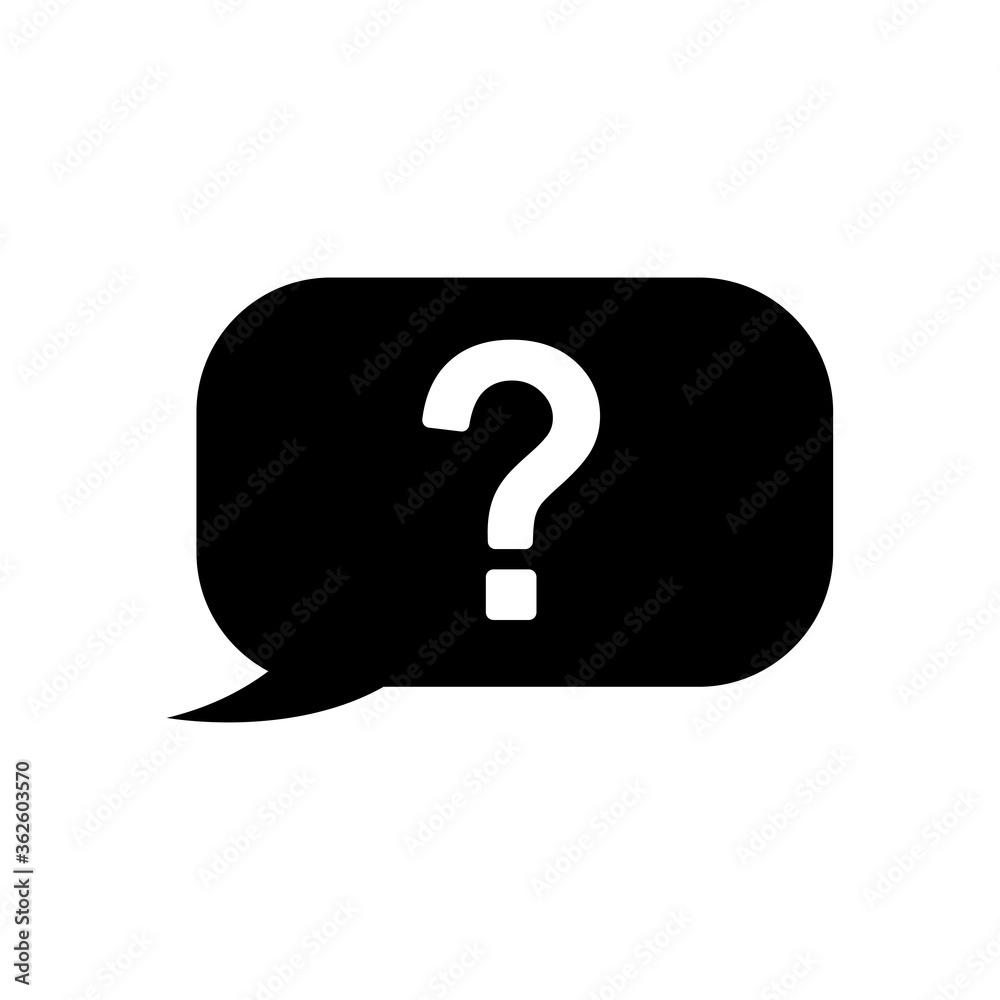 speech bubble with question mark icon, silhouette style speech bubble with question mark icon, silhouette style