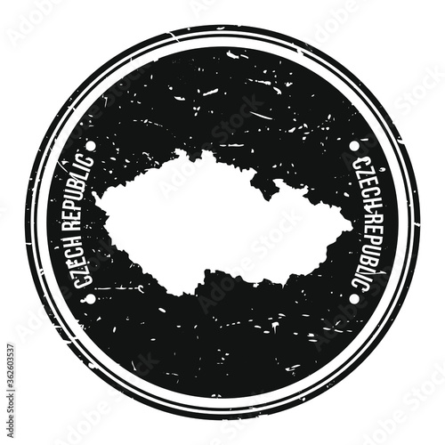 Czech Republic Map Symbol Round Design Stamp Travel and Business.