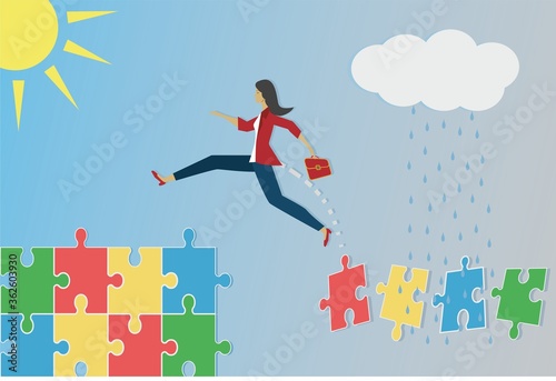 Jumping woman. Vector illustration.