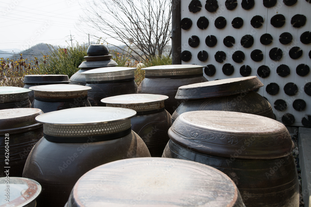 Korean traditional jars and lids Stock Photo Adobe Stock