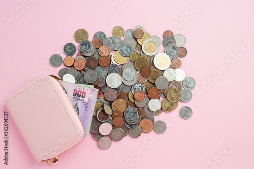 Wallet with Thai currency b...