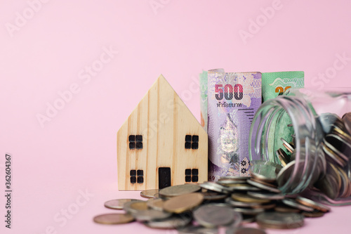 Wooden house model with Tha...