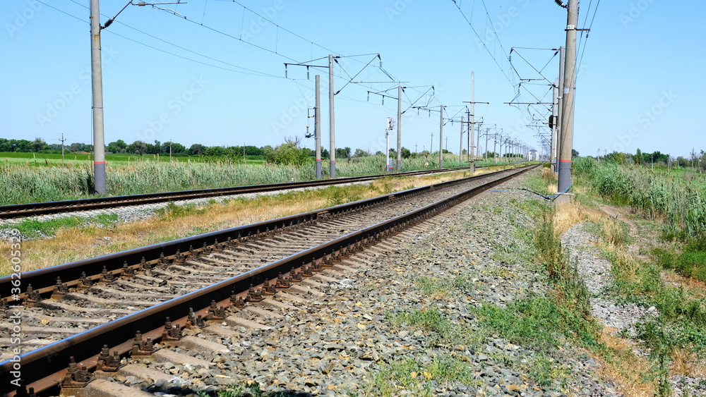 Railway on in Russia. Background image for web design.