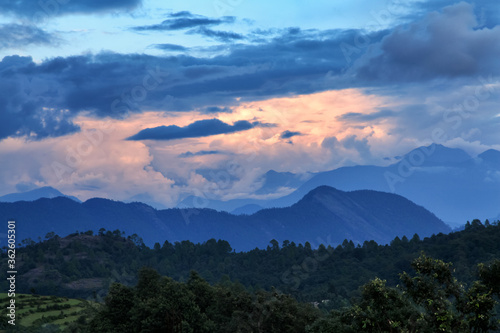 Beautiful view of himalaya valley, chaukori, uttarakhand, India. © artqu
