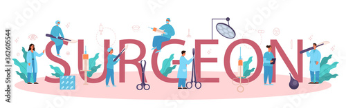 Plastic surgeon typographic header concept. Idea of body correction.