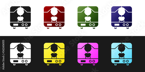 Set X-ray machine icon isolated on black and white background. Vector Illustration.