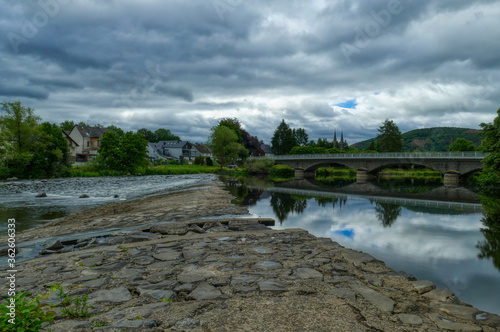 Landschaft am Wehr des Flusses Sieg bei Dattenfeld  photo