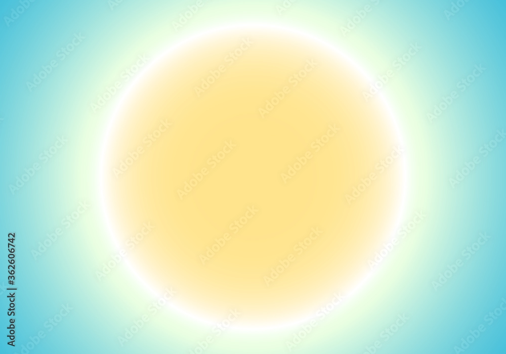 Sun circle abstract background. Trendy abstract sun on blue background. Yellow  soft backdrop with gradient for wallpaper, cover design and banner template. Vector illustration 