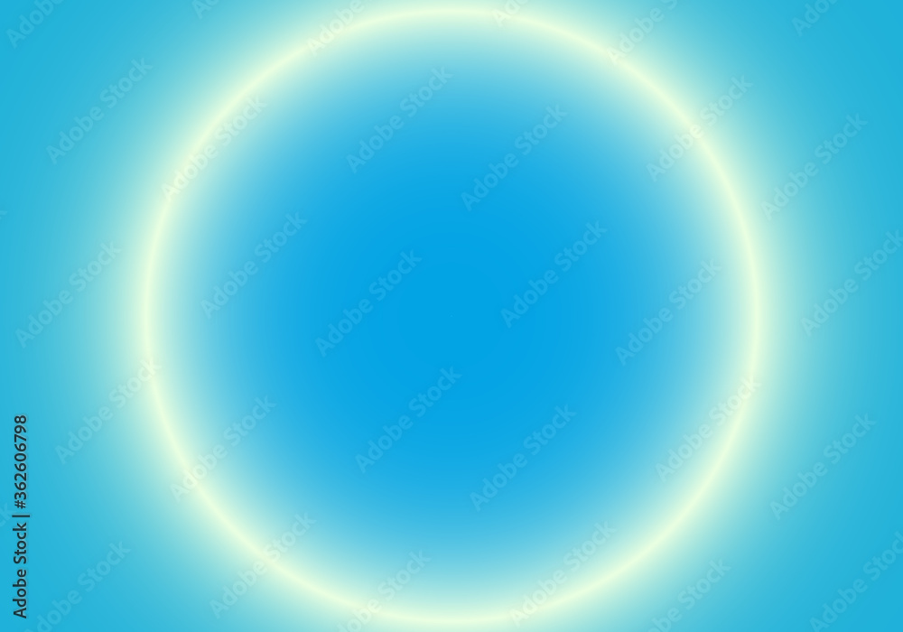 Sun circle abstract background. Trendy abstract sun on blue background. Yellow  soft backdrop with gradient for wallpaper, cover design and banner template. Vector illustration 
