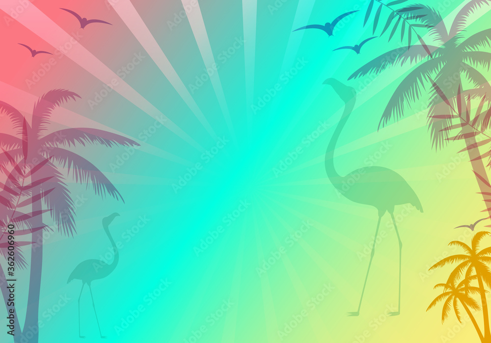 Naklejka premium Summer poster. Abstract gradient background, vector. Modern hello summer background for placard, ad, cover, banner, leaflet and flyer template. Creative art concept, vector illustration