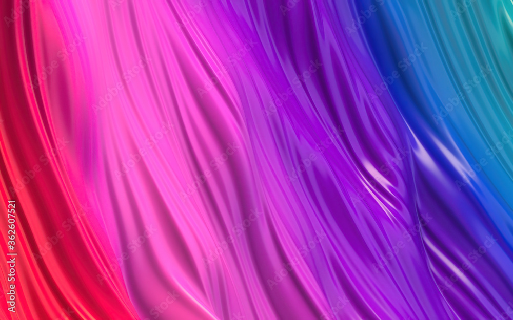 Fototapeta premium Colorful blue purple pink wavy glossy and shiny plastic abstract background.