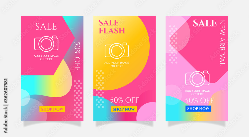 Fototapeta premium Colorful sale Social media stories collection. - Vector.