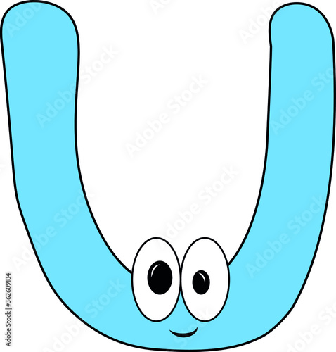 Obraz na płótnie Funny children's colorful bright alphabet. The Letter U. Funny round surprised eyes. A friendly image. Joking friends of the letter. w salonie