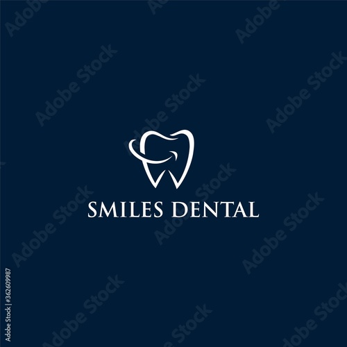 A dental vector illustration of a smiling tooth logo template