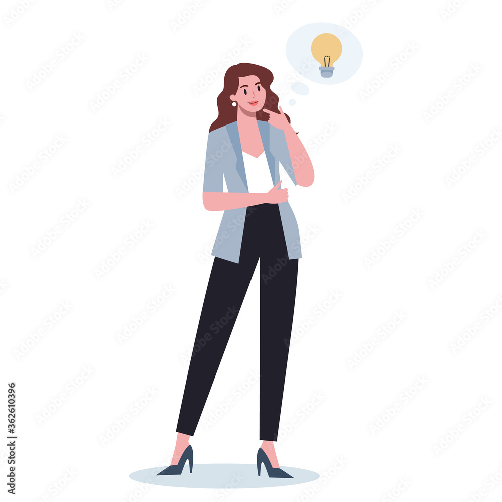 Thoughtfull business people. Woman thinking in search of solutions Thoughtfull business people. Woman thinking in search of solutions
