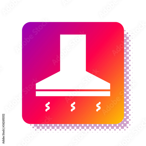 White Kitchen extractor fan icon isolated on white background. Cooker hood. Kitchen exhaust. Household appliance. Square color button. Vector Illustration.