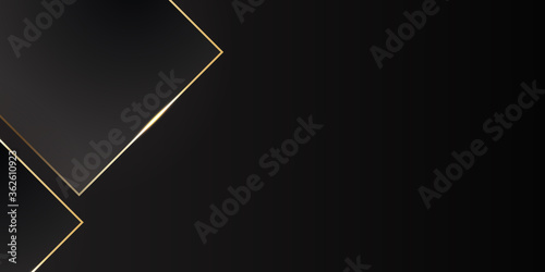 Black and golden smooth stripes abstract corporate graphic design. Geometric dark material background. Vector illustration. Suit for social media post stories and presentation template.