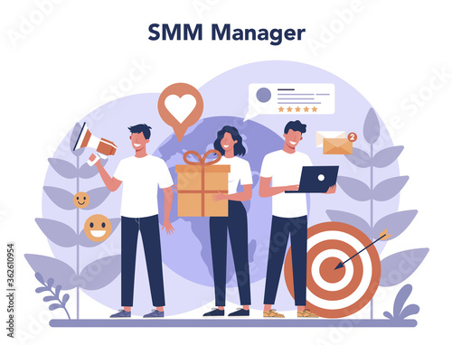SMM social media marketing concept. Advertising of business