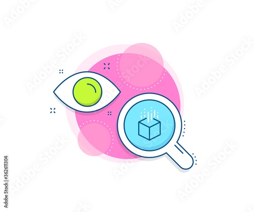 VR simulation sign. Research complex icon. Augmented reality line icon. 3d cube symbol. Analytics or analysis banner. Augmented reality sign. Vector