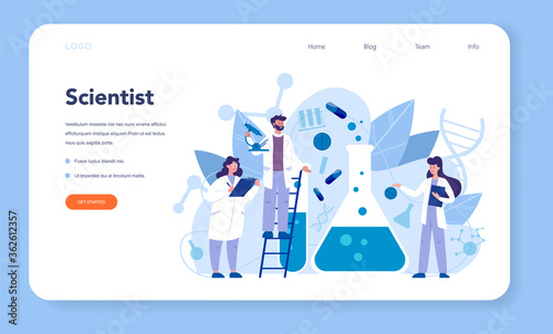 Geneticist web banner or landing page. Medicine and science
