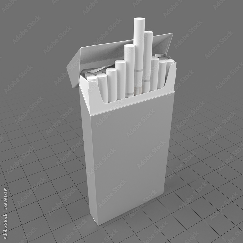 cigarette box 3d model Open cigarette pack Stock 3D asset