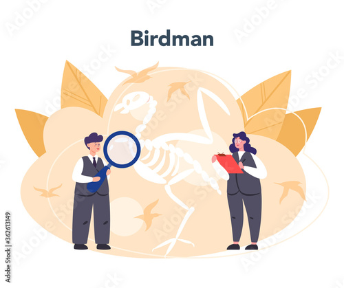 Ornithologist concept. Professional scientist study birds. Zoologist