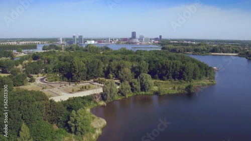 Construction work terrain from Floriade Almere aerial wide shot. photo