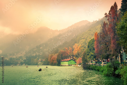 Beautiful landscape of Himalayan hill station Nainital, Uttarakhand, India photo