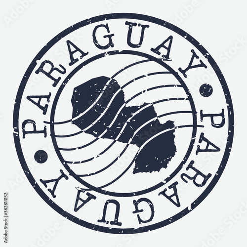 Paraguay Stamp Postal. Map Silhouette Seal. Passport Round Design. Vector Icon. Design Retro Travel.