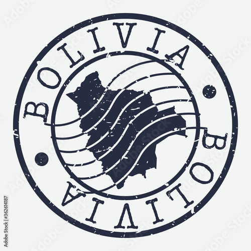 Bolivia Stamp Postal. Map Silhouette Seal. Passport Round Design. Vector Icon. Design Retro Travel.