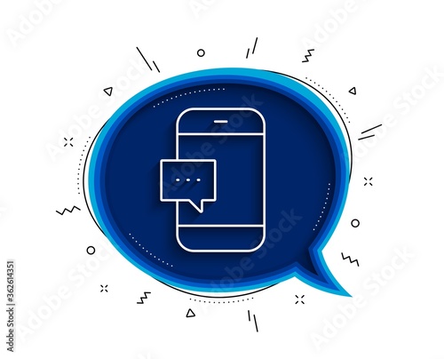 Smartphone Message icon. Chat bubble with shadow. Cellphone or Phone messenger sign. Ð¡ommunication Mobile device with Chat symbol. Thin line smartphone message icon. Vector