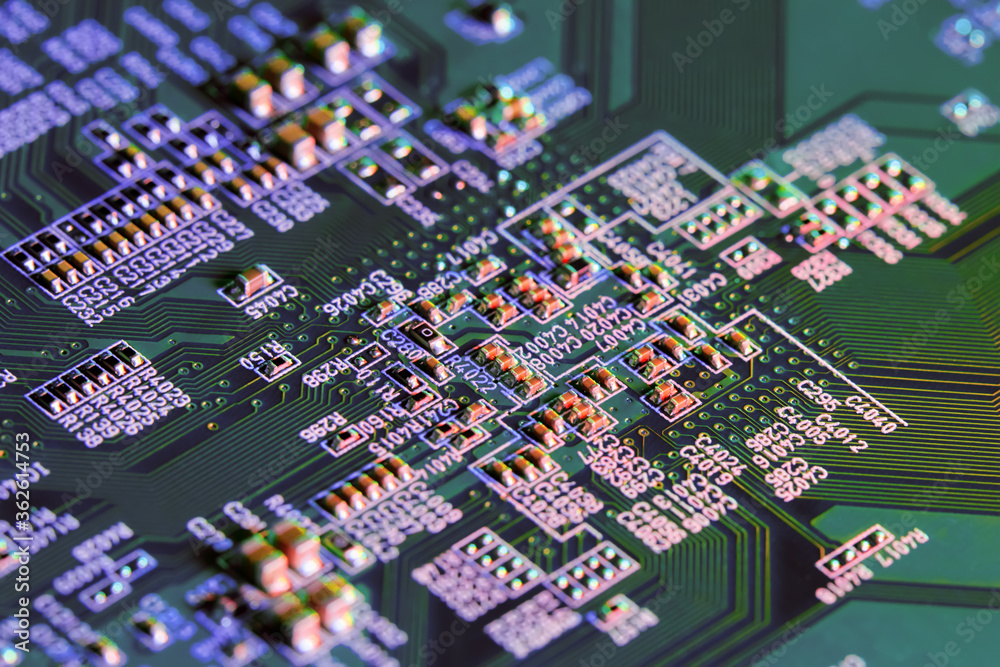 Obraz premium Electronic circuit board close up.