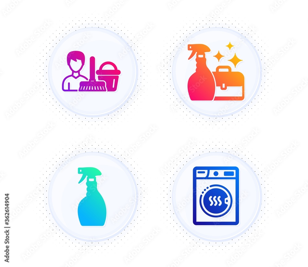 Cleanser spray, Cleaning service and Spray icons simple set. Button ...