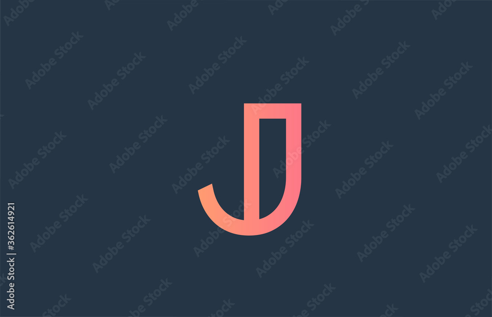 pink alphabet letter logo J icon for company and business. Simple line design for corporate identity pink alphabet letter logo J icon for company and business. Simple line design for corporate identity
