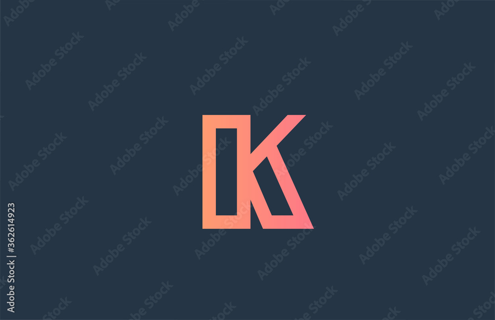 pink alphabet letter logo K icon for company and business. Simple line design for corporate identity pink alphabet letter logo K icon for company and business. Simple line design for corporate identity