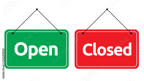 Lettering we're open closed for a door sign or building entrance