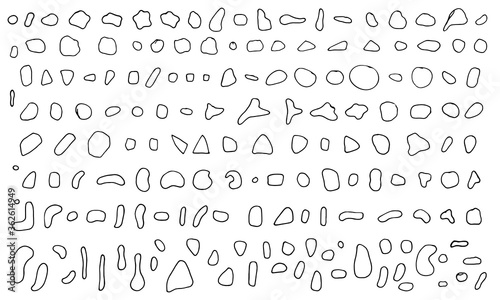 Hand drawn random blot collection. Great set of doodle drops  blotches  blobs. Simple outline rounded shapes
