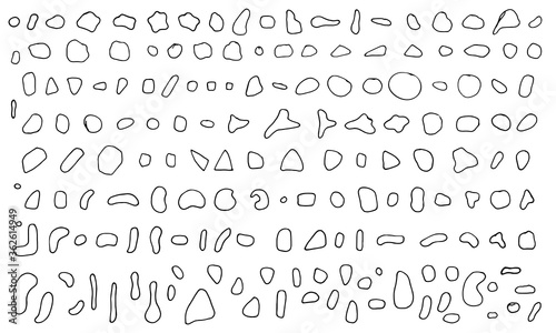 Hand drawn random blot collection. Great set of doodle drops, blotches, blobs. Simple outline rounded shapes