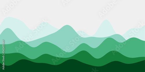 Abstract blue green hills background. Colorful waves neat vector illustration.