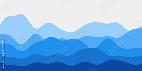 Abstract blue hills background. Colorful waves attractive vector illustration.