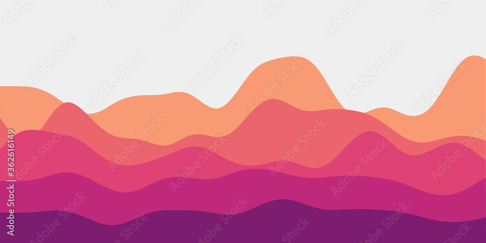 Abstract sunset dark hills background. Colorful waves authentic vector illustration. Abstract sunset dark hills background. Colorful waves authentic vector illustration.