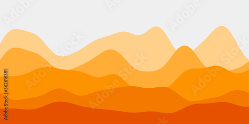 Abstract orange hills background. Colorful waves powerful vector illustration.