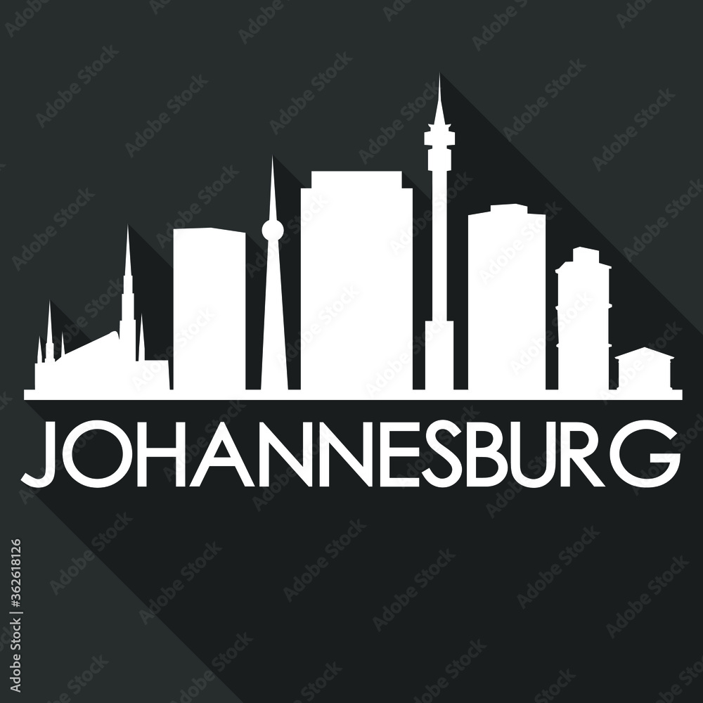 Johannesburg Flat Icon Skyline Silhouette Design City Vector Art Famous Buildings.