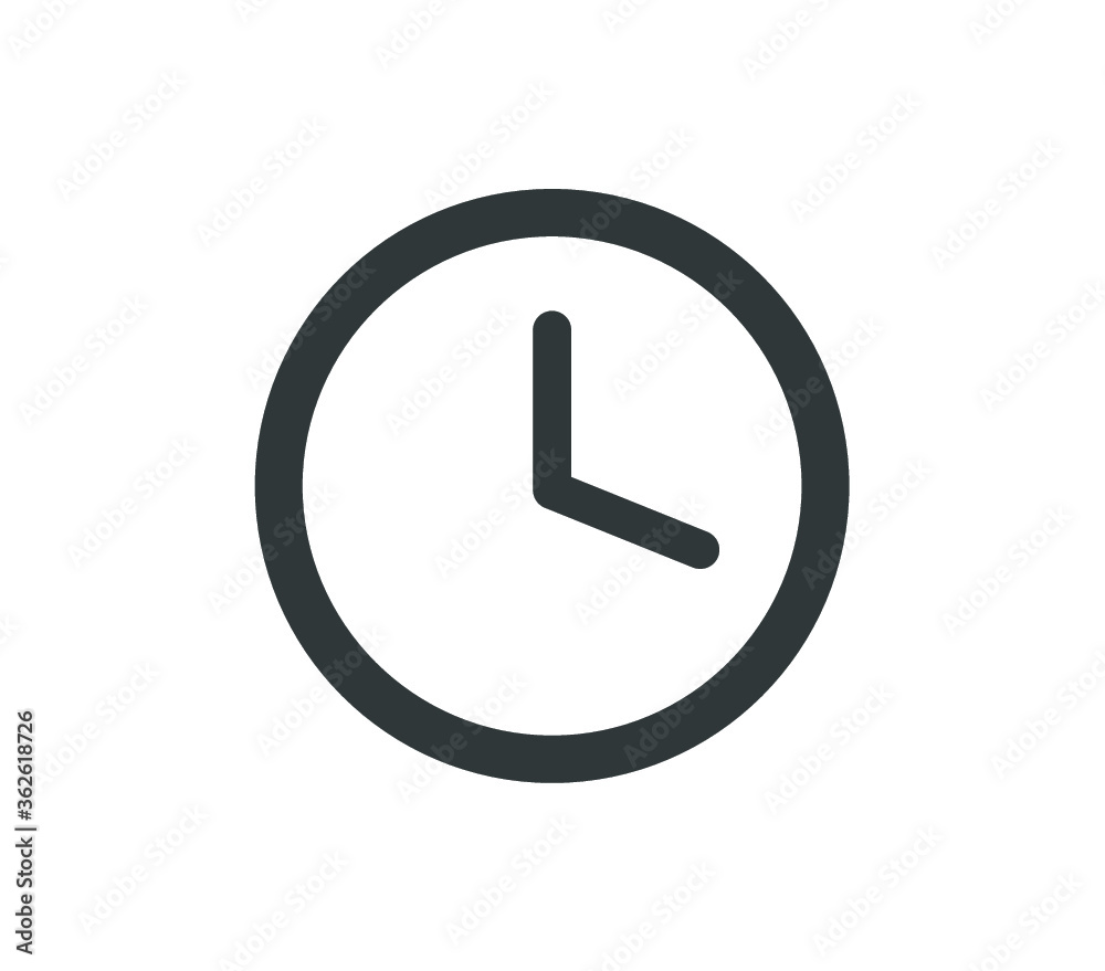 Clock icon. Vector simple isolated clock icon. Clock icon. Vector simple isolated clock icon.